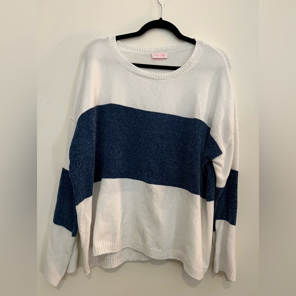 Pink Lily Tri-Stripe Sweater Size XL NWOT